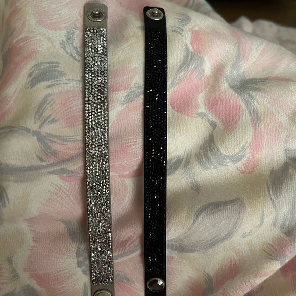Sparkling wrist bands in silver and black. 12.00 for both. - Picture 1 of 3